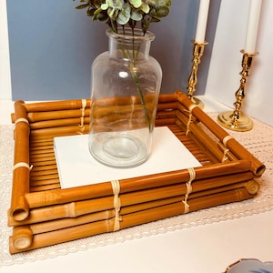 Vintage Handwoven Bamboo Tray – Rustic Boho Decor for Home, Kitchen, or Coffee Table