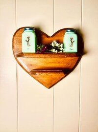 Trinket shelf, wooden heart shelf, heart shelf with pegs, wooden shadow box, Rustic heart shelf, trinket shelf with pegs,  heart wall shelf