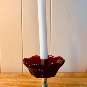 Vintage Red Candle Holder Dark Red Romantic Decor
