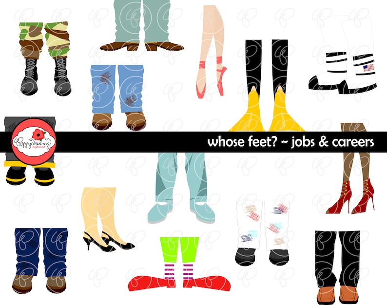 Whose Feet Jobs Careers Digital Clipart Pack 300 Dpi Etsy
