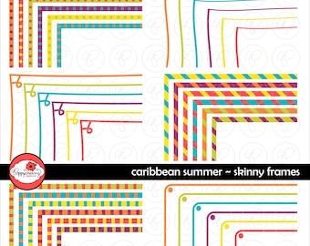 Caribbean Summer Skinny Frames Mega Pack: Clip Art Pack Card Making Digital Frames Page Borders