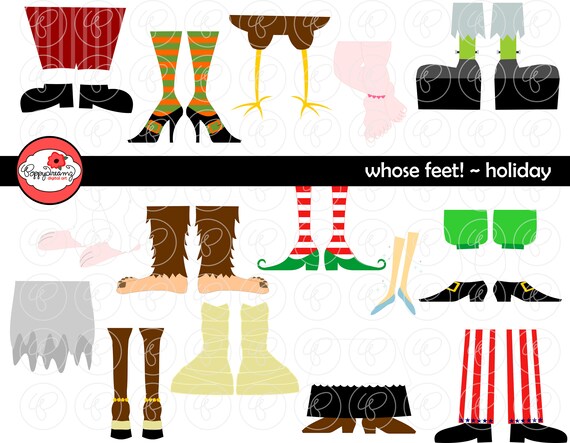 Whose Feet Holiday Digital Clipart Pack 300 Dpi Christmas Etsy