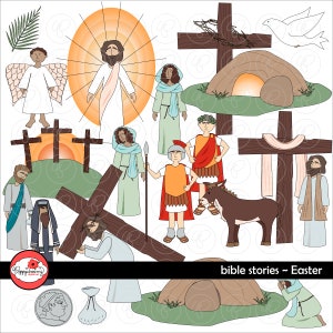 Storie della Bibbia: set di clipart di Pasqua di Poppydreamz Bibbia biblica Gesù Resurrezione Clip Art digitale