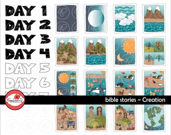 Bible Stories: Creation Clipart Set by Poppydreamz Bible Biblical Jesus Beginning of the World Clip Art Digital