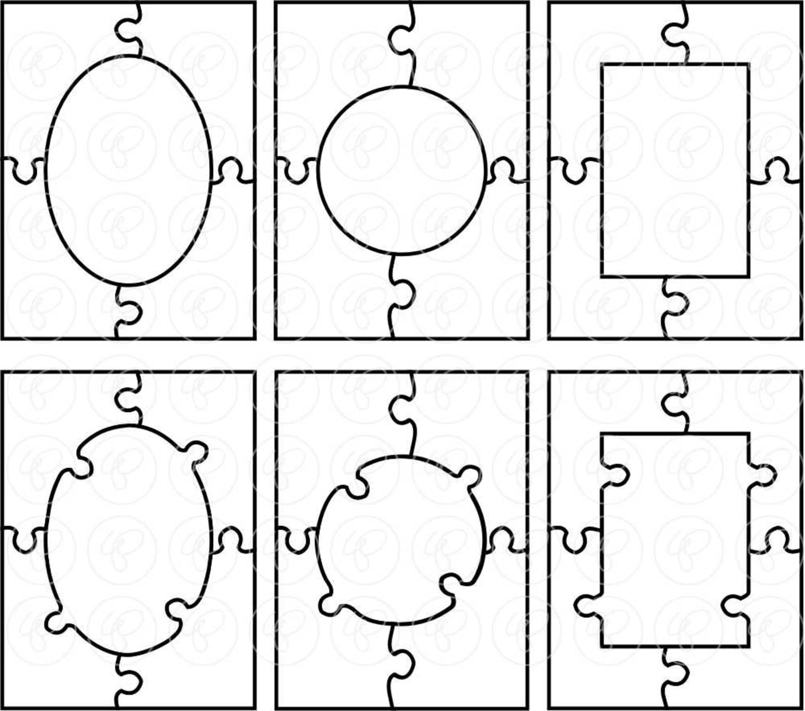 Jigsaw Puzzle Frames Template PDF and Clipart SET 300 Dpi School Teacher Clip Art Puzzle Game