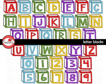 Letter Blocks Alphabet and Numbers: Clip Art Pack (300 dpi transparent png) Card Making Digital Scrapbook Letters Line Art