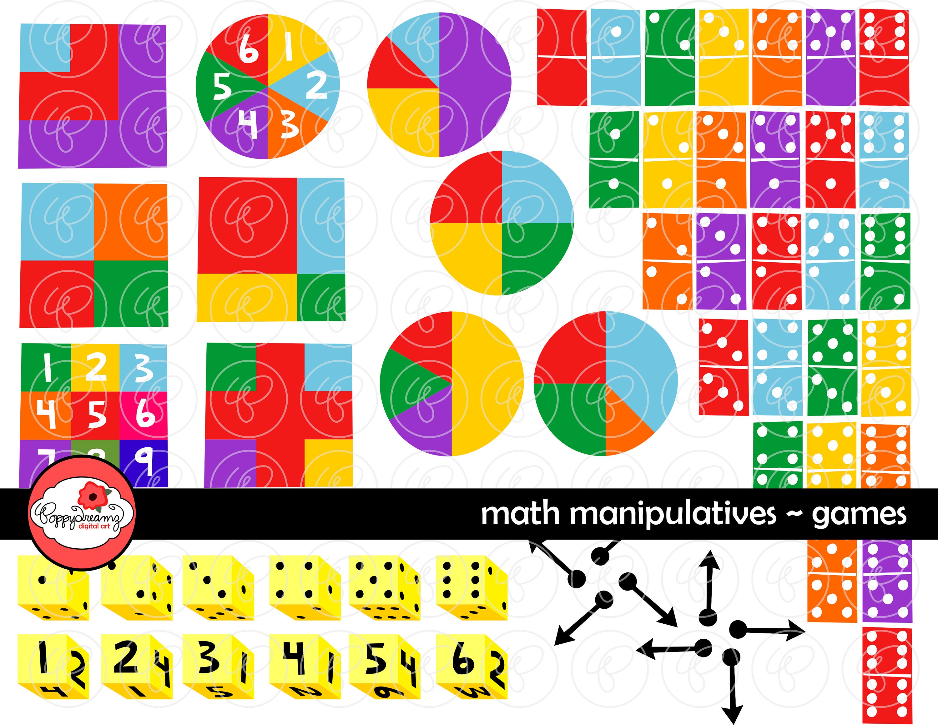 Math Manipulatives Games Clipart Set 300 Dpi School Etsy