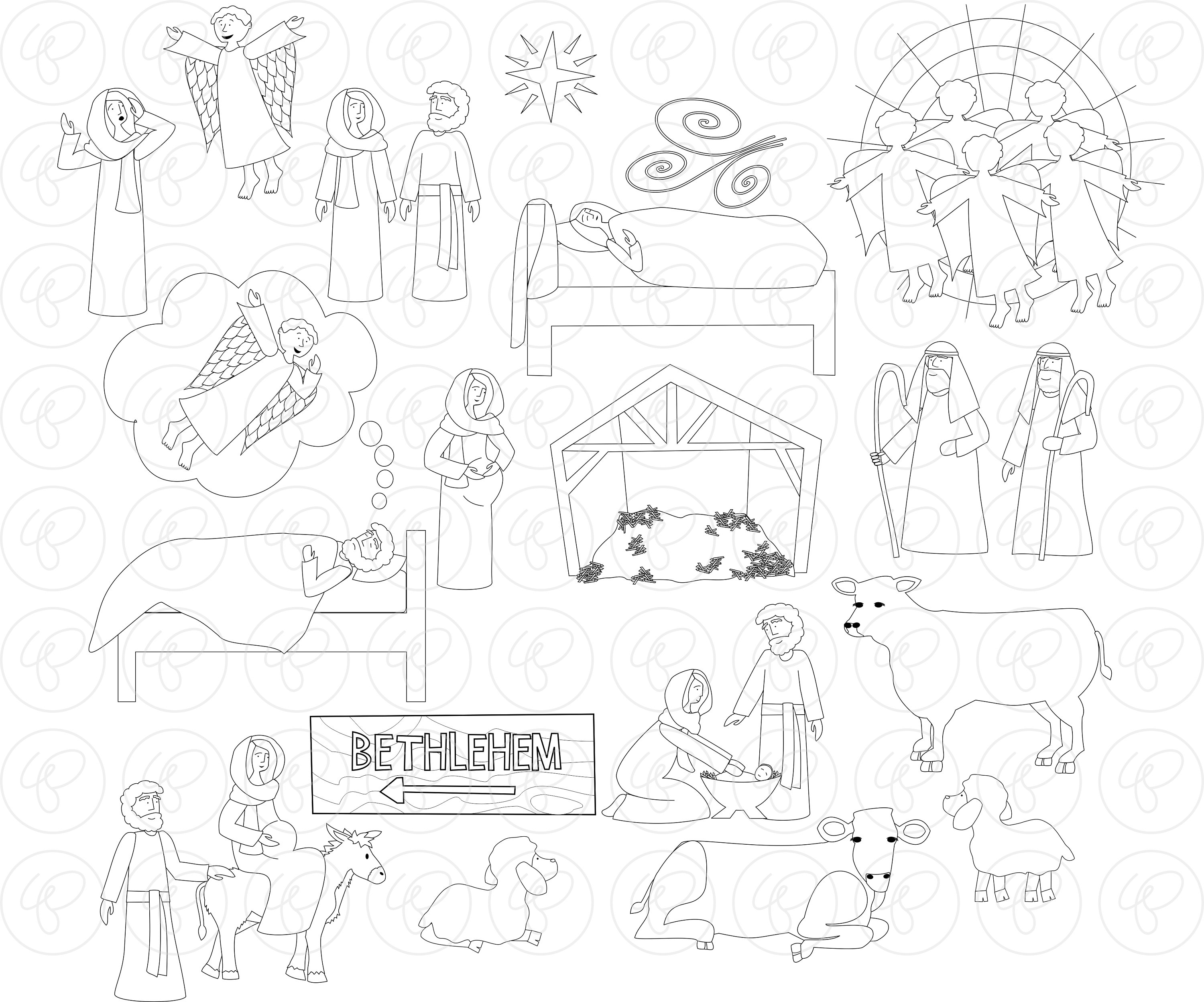Bible Stories: Birth of Jesus Christ Clipart Set by Poppydreamz Bible ...