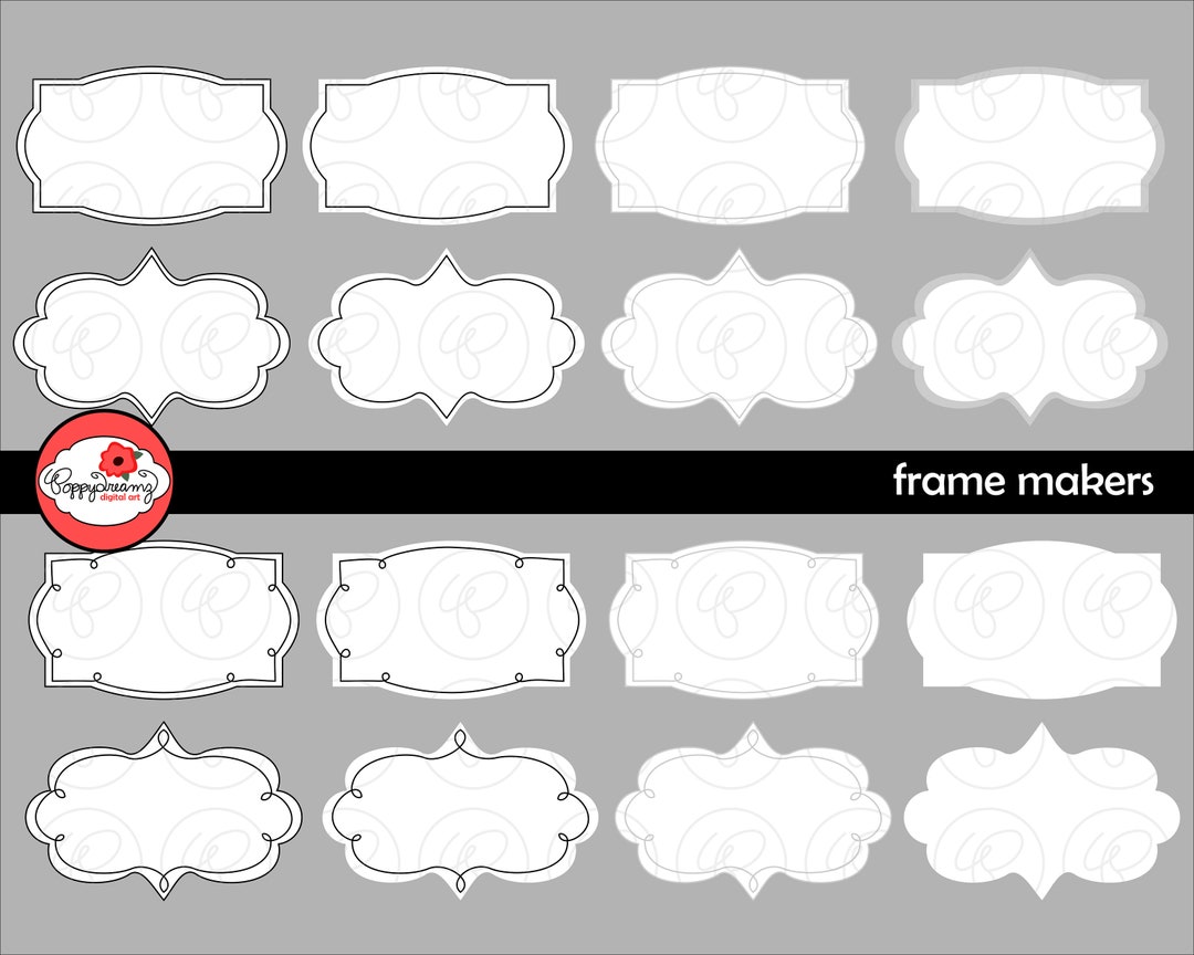 Frame Makers Clip Art Pack Card Making Digital Frames Page Etsy