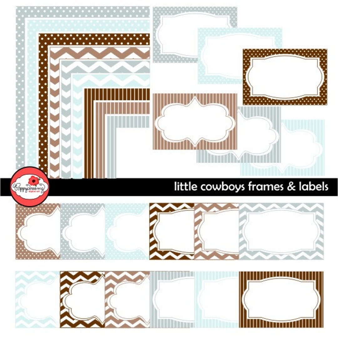 Little Cowboys Frames and Labels: Clip Art Pack Card Making Digital ...