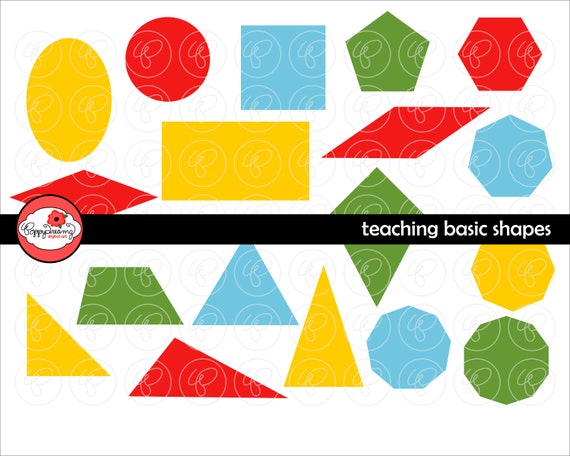Teaching Basic Shapes Flashcards And Clipart School Teacher Etsy