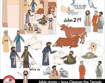 Bible Stories: Jesus Cleanses the Temple Clipart Set by Poppydreamz Bible Biblical Jesus Bible Study Clip Art Digital