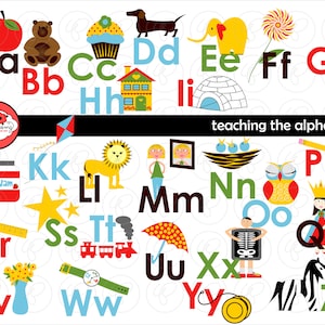 Lehrende das Alphabet Clipart & digitale Karteikarten: Digitales Bild (300 dpi) Lehrerin Clip Art Bild Alphabet Karteikarten