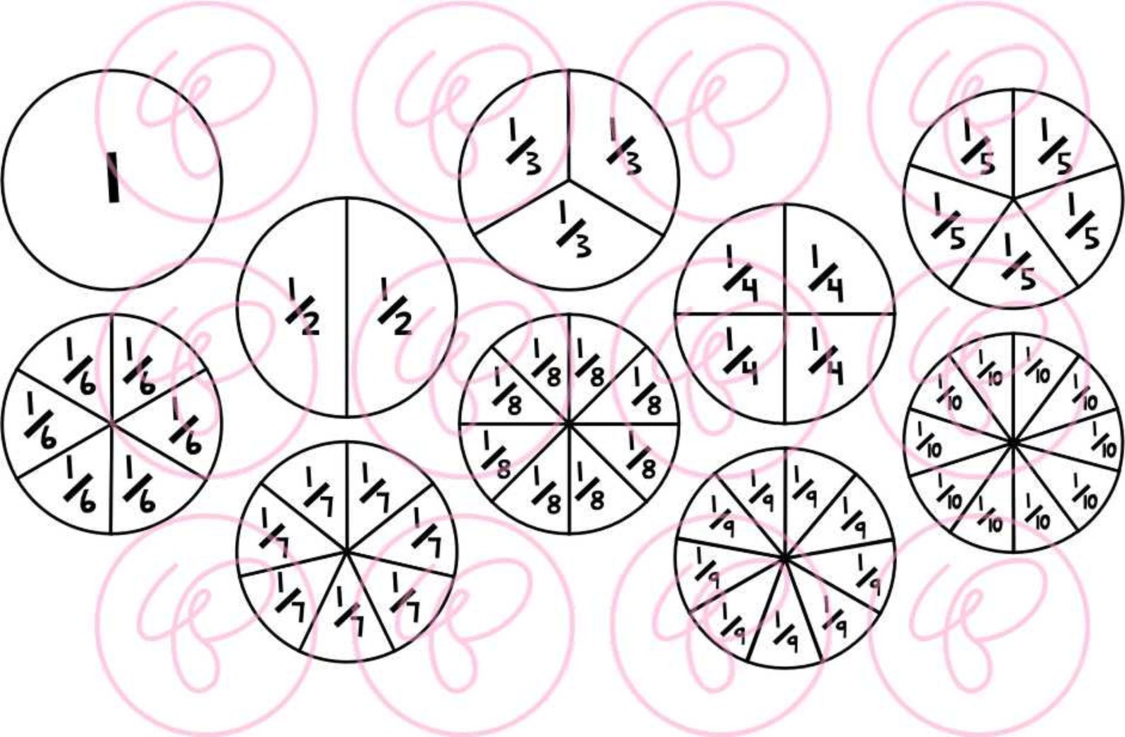 Mathe Manipulative Fraktionen GRAYSCALE Clipart Set 300 | Etsy