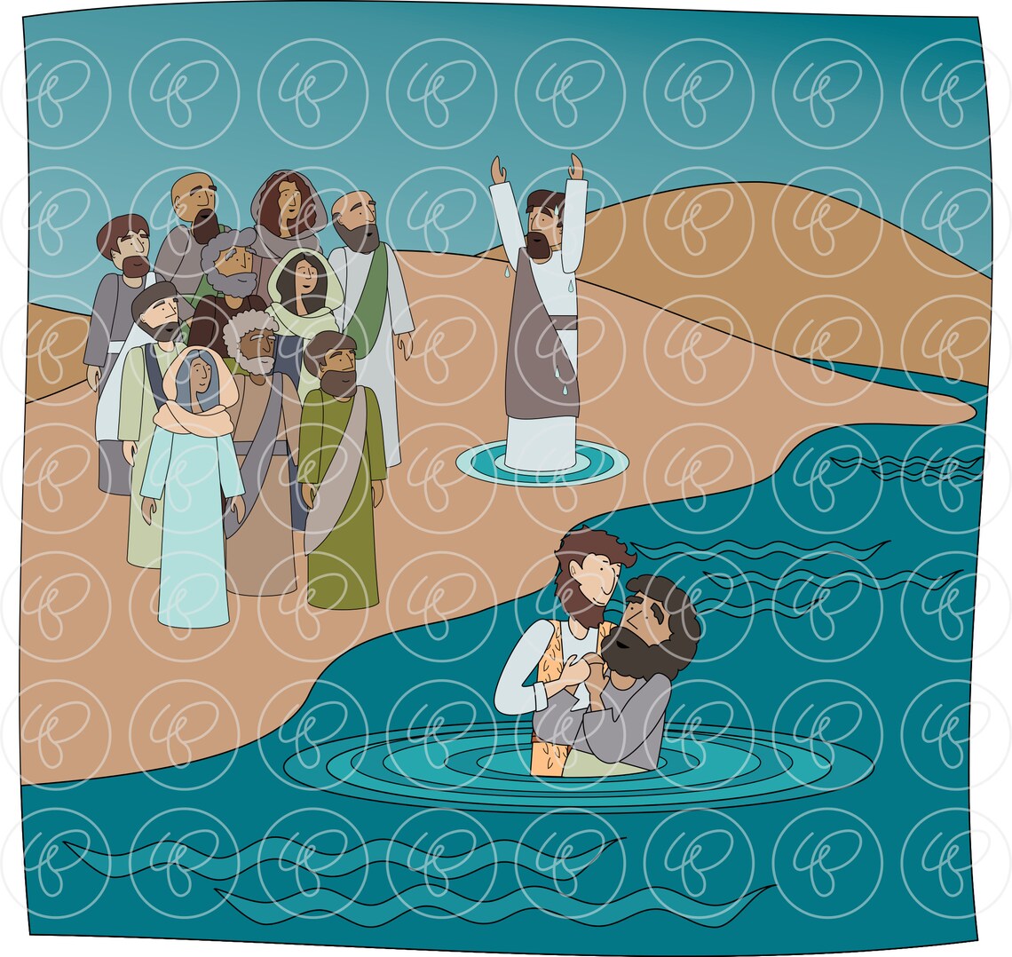 Bible Stories: Baptism of Jesus John the Baptist Clipart Set by ...