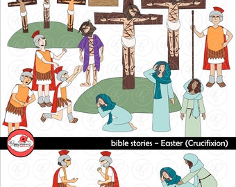 Bible Stories: Easter - Crucifixion Clipart Set by Poppydreamz Bible Biblical Jesus Crucify Sunday School Clip Art Digital