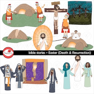 Bible Stories: Easter - Death and Resurrection Clipart Set by Poppydreamz Bible Biblical Jesus Bible Study Clip Art Digital