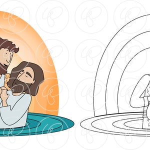 Bible Stories: Baptism of Jesus John the Baptist Clipart Set by ...