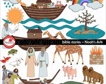 Bibelgeschichten: Arche Noah Clipart-Set von Poppydreamz Bibel Biblisch Genesis Sonntagsschule Clip Art Digital