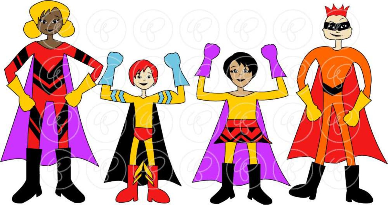Superhero Kids: Clip Art Pack 300 dpi Digital Images | Etsy