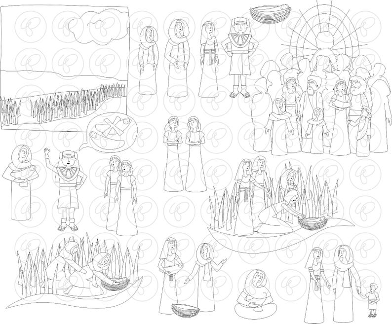 Bible Stories: Birth of Moses Clipart Set by Poppydreamz Bible Biblical ...