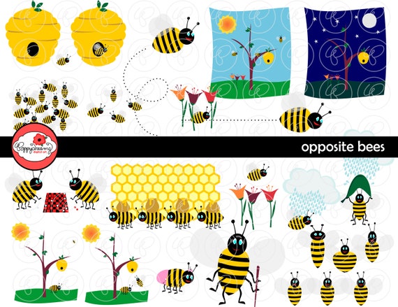 Opposite Bees Clipart Digital Clip Art 300 Dpi School Etsy Opposite Bees Clipart Digital Clip Art 300 Dpi School Etsy
