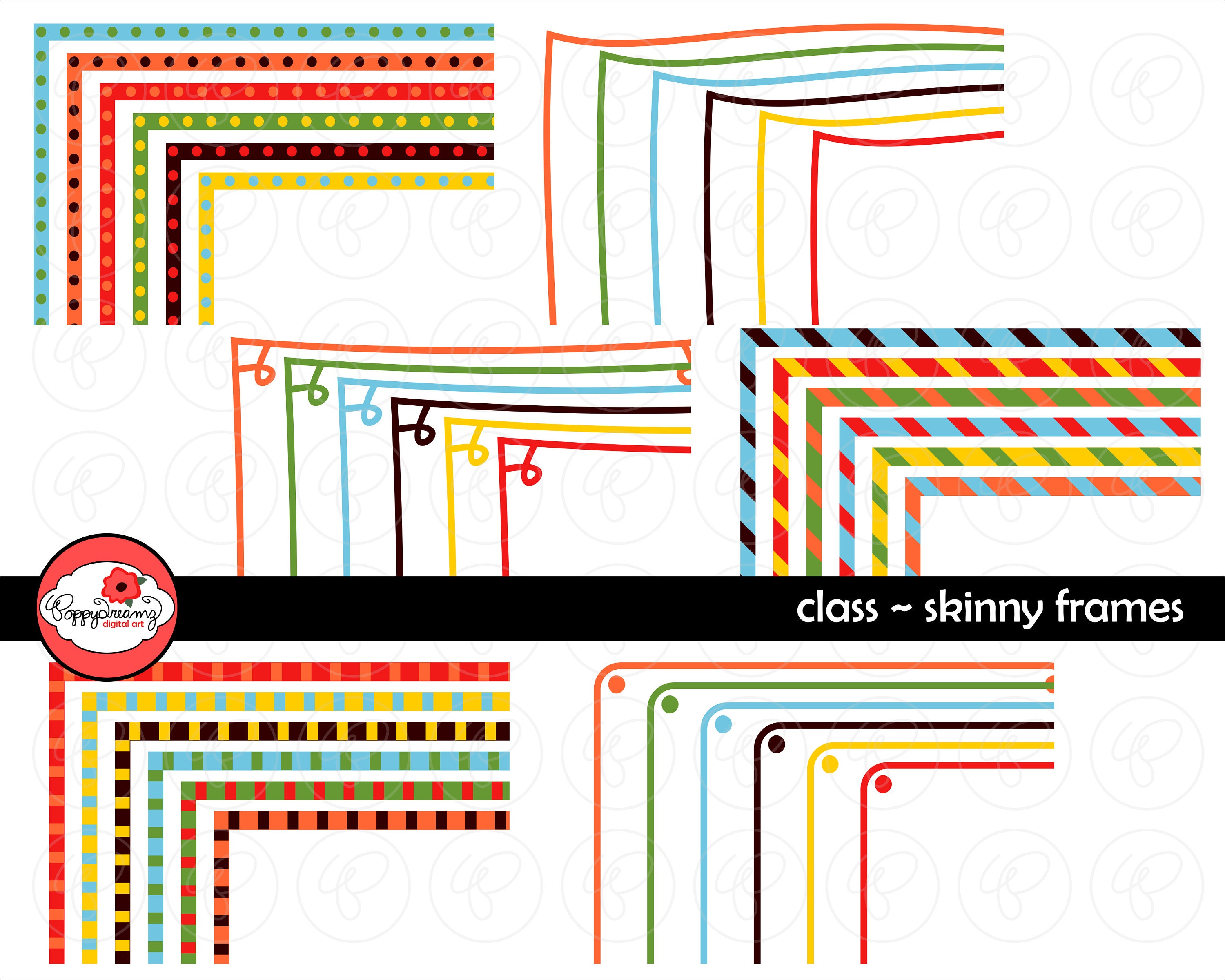 Class Skinny Frames Mega Pack Clip Art Pack Card Making Digital Frames