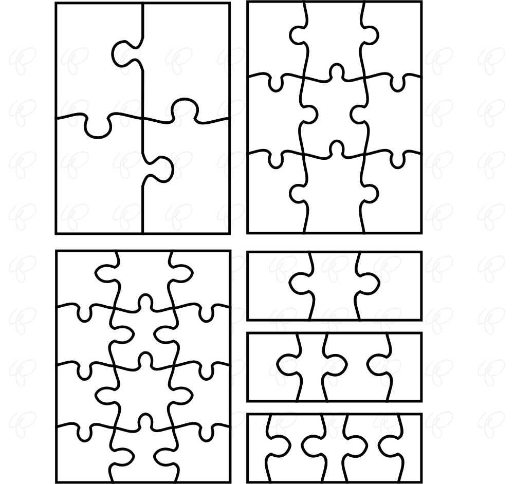 Plantilla de rompecabezas PDF y Clipart SET 300 dpi Profesor de