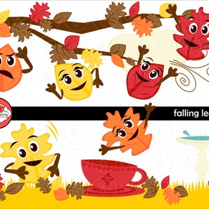 Falling Leaves: Clip Art Pack 300 dpi Digital Images transparent png files Autumn Birdbath Fall Leaves Leaf Pile image 1