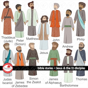 Bible Stories: Jesus & the 12 Disciples Clipart Set by Poppydreamz Bible Biblical New Testament Clip Art Digital