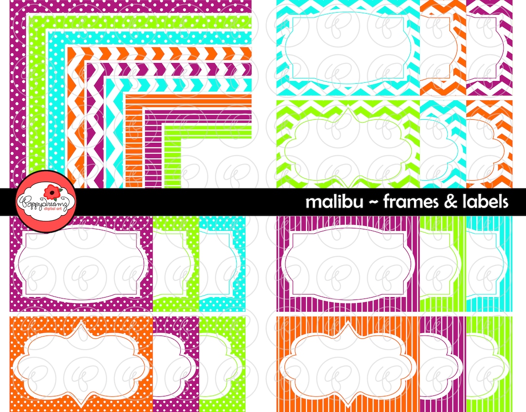 Malibu Frames & Labels: Clip Art Pack Card Making Digital Frames Page ...