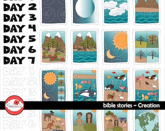 Bible Stories: Creation Clipart Set by Poppydreamz Bible Biblical Beginning Sunday School Clip Art Digital