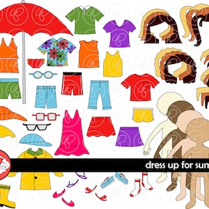 Dress up for Summer Clothing and Paper Doll Clipart Set: Digital Clip ...