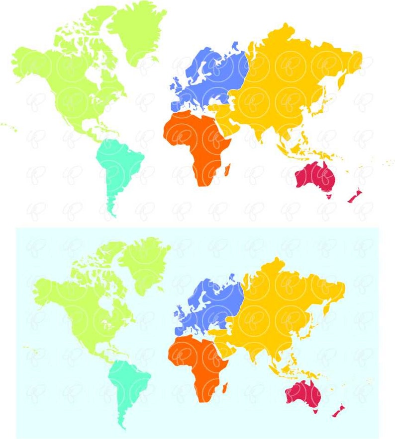 World Continents Digital Clip Art: North America South America Europe ...