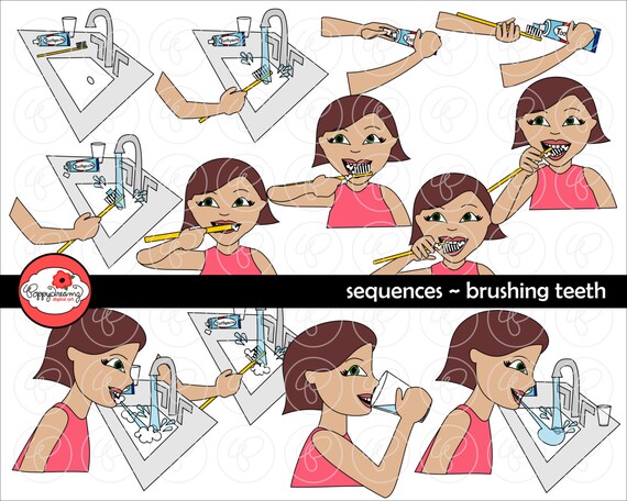 Sequenzen Bursten Zahne Clipart Set 300 Dpi Schule Lehrer Etsy