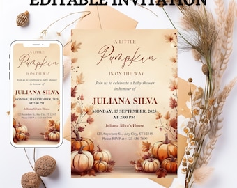 Kürbis Baby Shower Einladung: Herbst Herbst einladen (Instant Download)
