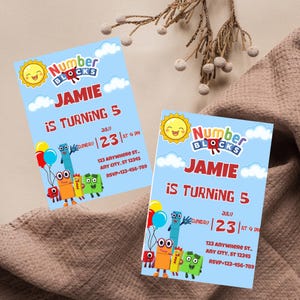 Numberblocks Birthday Invitation: Editable Printable Template (5x7 Inch)