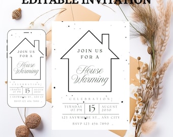 Modern Housewarming Party Invite, Editable Template (Printable)