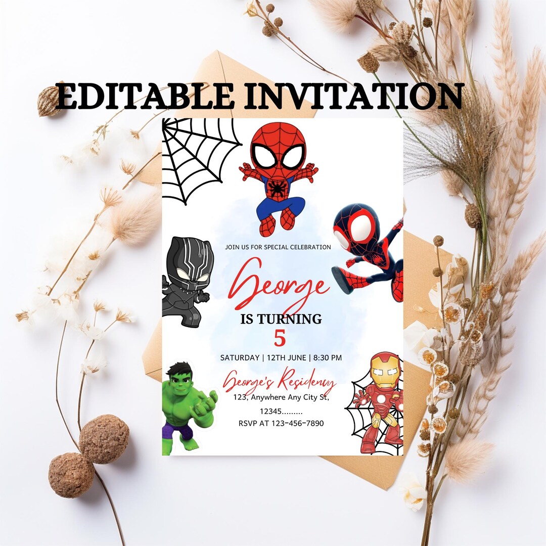 Spiderman Birthday Invitation, Spidey and His Amazing Friends Birthday