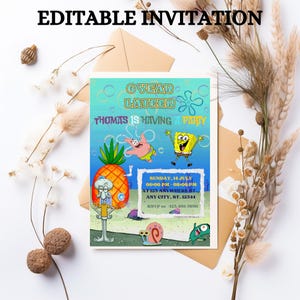 Bearbeitbare Spongebob Geburtstagseinladung Digitale Spongebob Party einladen Spongebob Schwammkopf-Geburtstagsfeier-Einladung Sofortiger Download