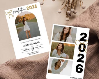 Graduation Announcement Invitation, Class of 2026 Graduation Party Invite, Senior Photo Card Digital Download, Canva Editable Template