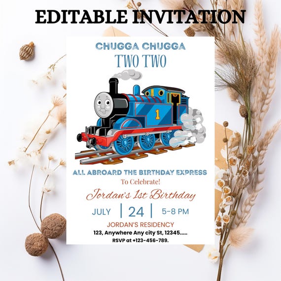 Thomas Train Birthday Invitation: Editable Party Invite (Digital Download)