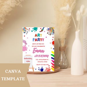 Editable Art Birthday Party Invitation, Art in Party Birthday Party Invite, Art Painting Artist Birthday Mobile Invitation, editable invite