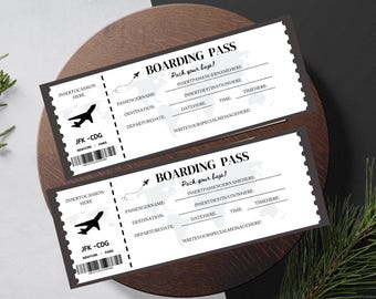 Editable Boarding Pass Template, Printable Plane Ticket, Personalized Travel Gift, Digital Download