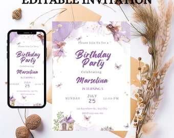Boho Wildflower Fairy Birthday Invitation: Enchanted Forest Printable (5x7 Inch, Canva Template)