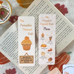 Pumpkin Cafe Bookmarks: Autumn Linen Card Stock, Handmade