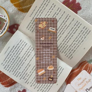 Autumn Reading Essentials Bookmark: Linen Card Stock, Handmade
