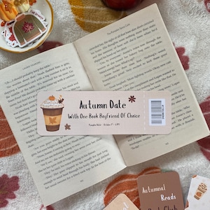 Autumn Book Boyfriend Bookmark: Linen Card Stock, Handmade