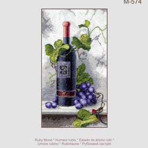 Ruby Mood Cross Stitch Kit M-574, Wine & Grapes Embroidery Kit, Charivna Mit Cross Stitch, Ladybug Decor/Momentos Magicos