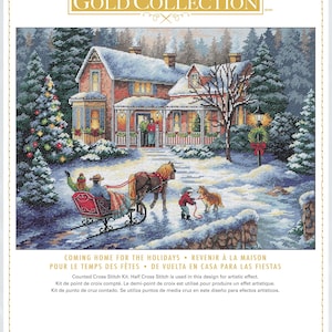 Puede incluir: Kit de punto de cruz contado de Dimensions Gold Collection con una escena invernal. Un trineo tirado por caballos se acerca a una casa nevada. El tamaño final es de 40,6 cm x 30,4 cm.